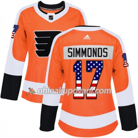 Philadelphia Flyers Dresy Wayne Simmonds 17 2017-2018 USA Flag Fashion Oranžová Adidas Authentic - Dámské Philadelphia Flyers Dresy Wayne Simmonds 17 2017-2018 USA Flag Fashion Oranžová Adidas Authentic - Dámské